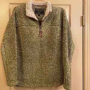 True Grit Green‎ Fuzzy 1/4 Zip Up Pullover Sweater, Cozy Fleece - Size XS